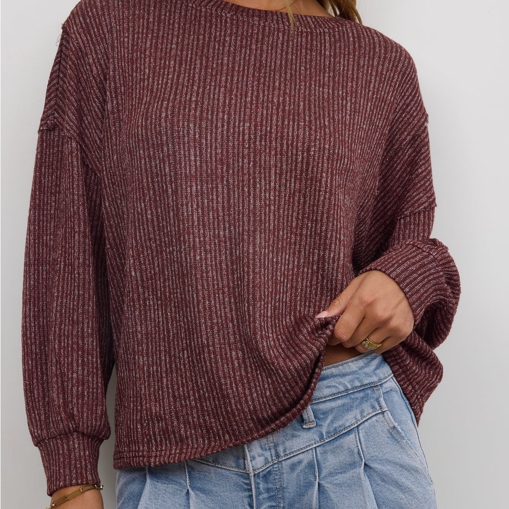 J.O.A Tate Knit Sweater in Burgundy sold by Bohme